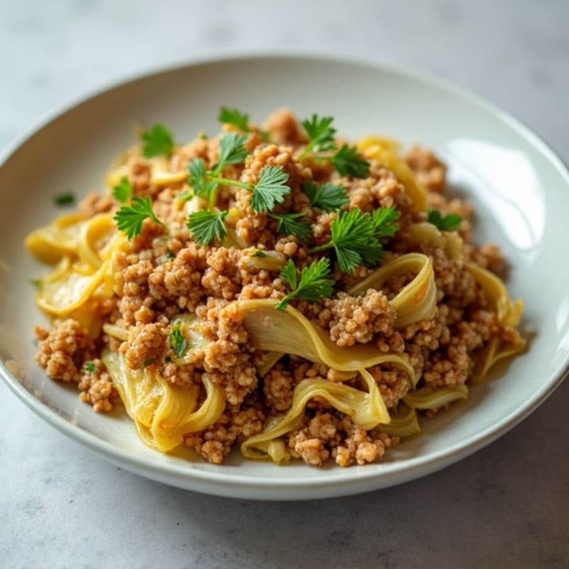 Crispy Sautéed Cabbage with Ground Turkey and Herbs
