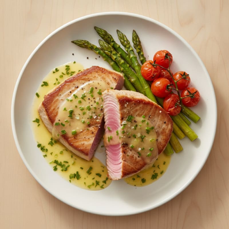 Pan-Seared Tuna with Lemon-Herb Sauce