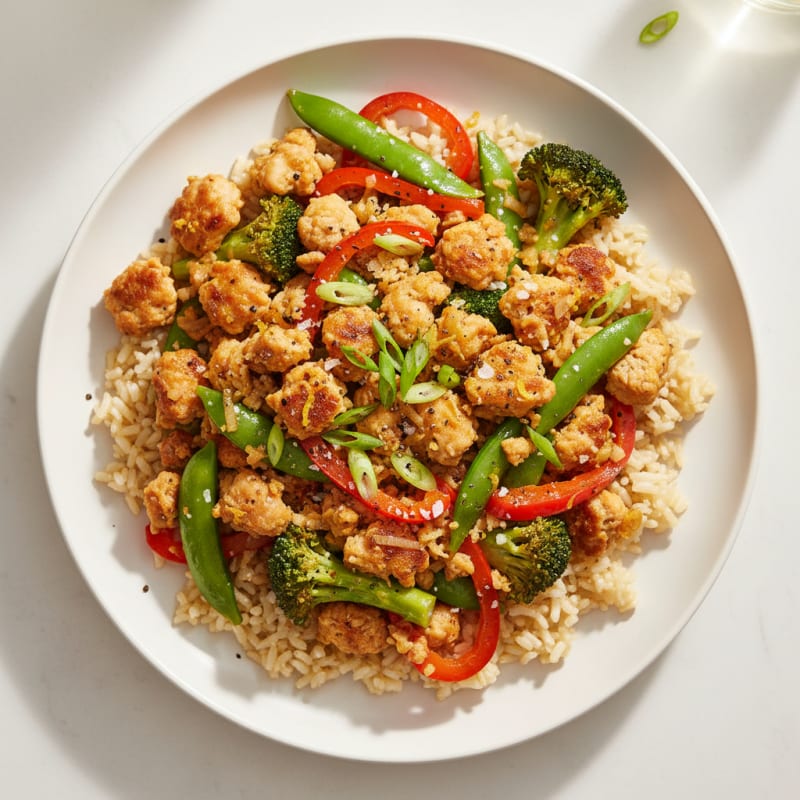 Lemon-Ginger Ground Chicken Stir-Fry