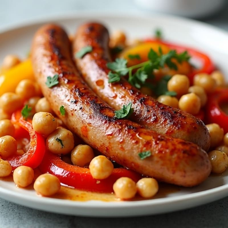 Crispy Roasted Pork Sausage with Sheet Pan Peppers and Onions