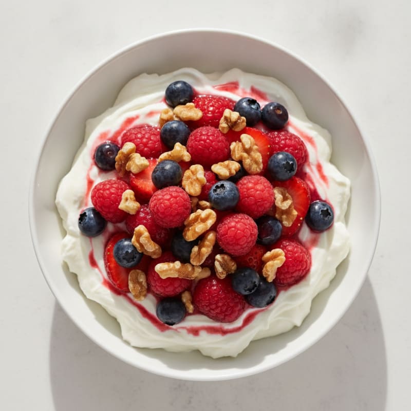 Silky Greek Yogurt Protein Pudding with Mixed Berries