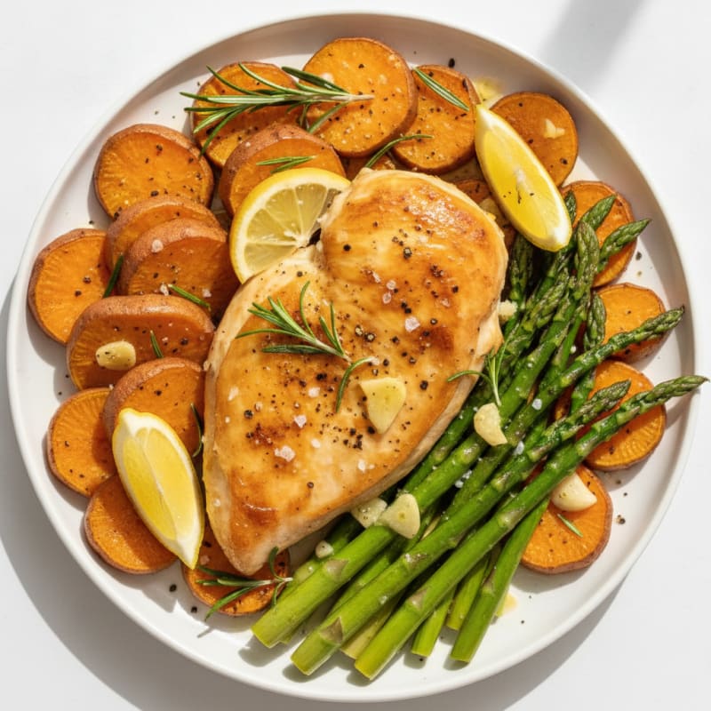 Lemon Herb Roasted Chicken with Asparagus