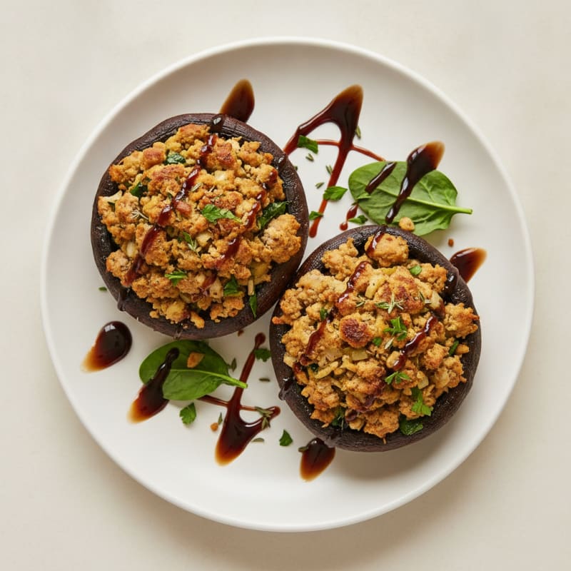 Herb-Stuffed Portobello Mushrooms with Balsamic Glaze