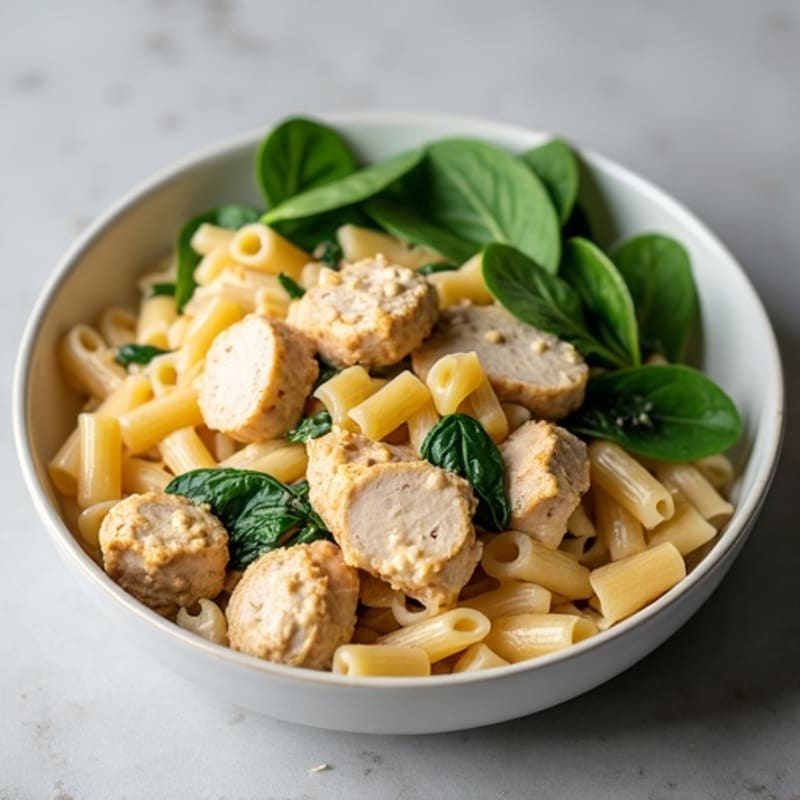 Creamy Garlic Chicken Pasta with Fresh Spinach