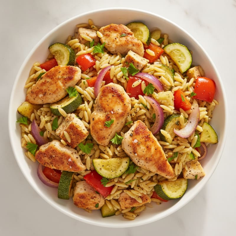 Lemon-Herb Orzo Salad with Roasted Vegetables