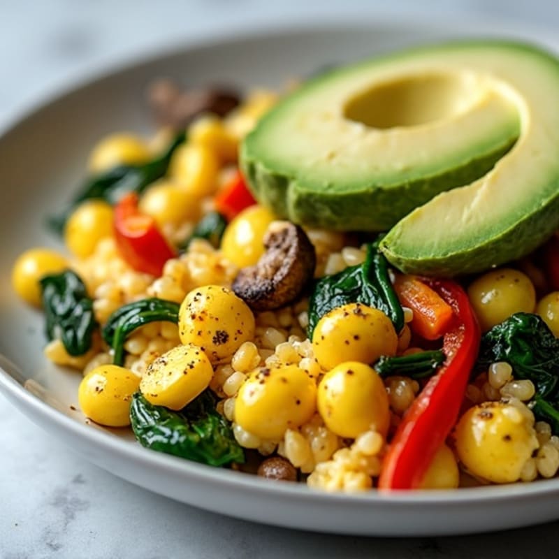 High-Protein Egg and Vegetable Scramble with Avocado