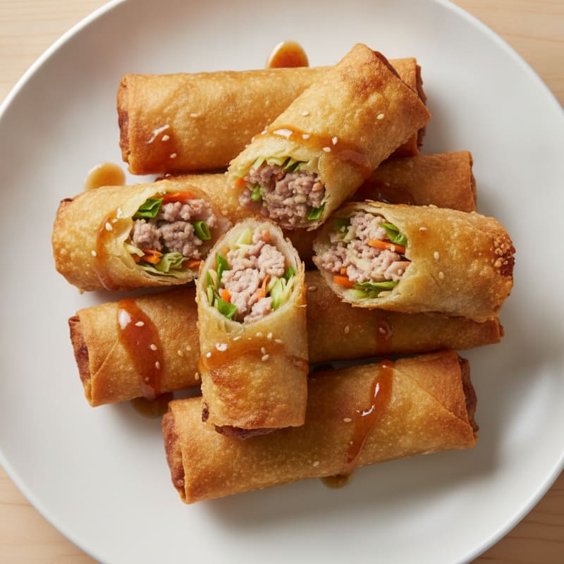 Crispy Pork and Vegetable Spring Rolls