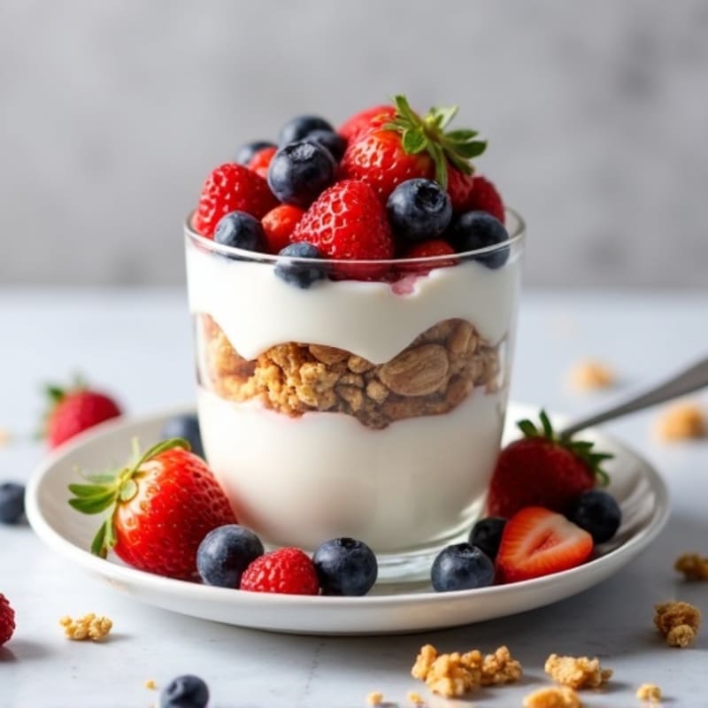 Creamy Greek Yogurt Parfait with Mixed Berries and Almond Butter