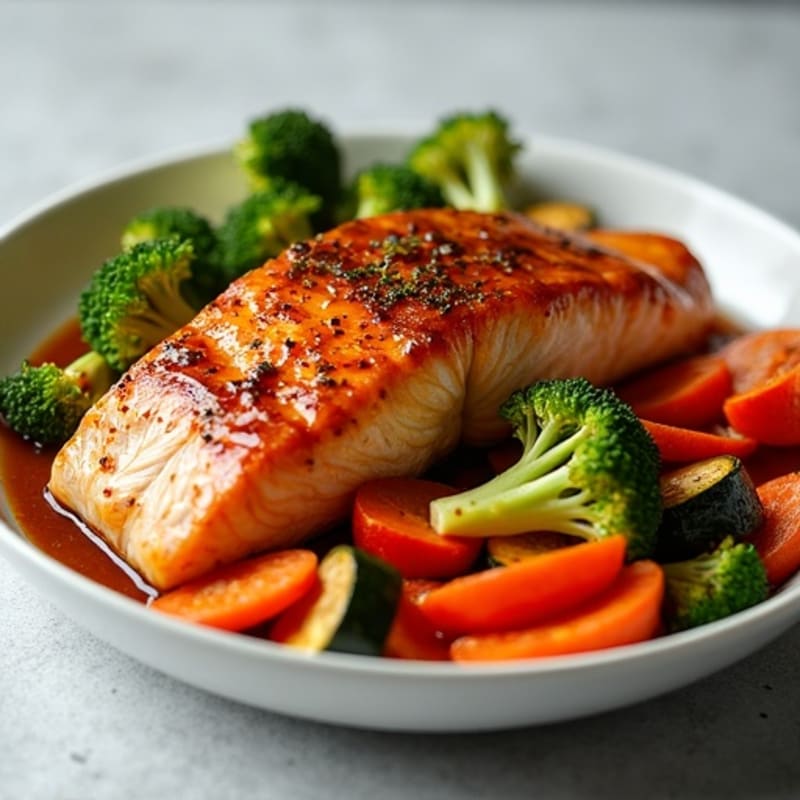 Hoisin Glazed Salmon with Roasted Vegetables