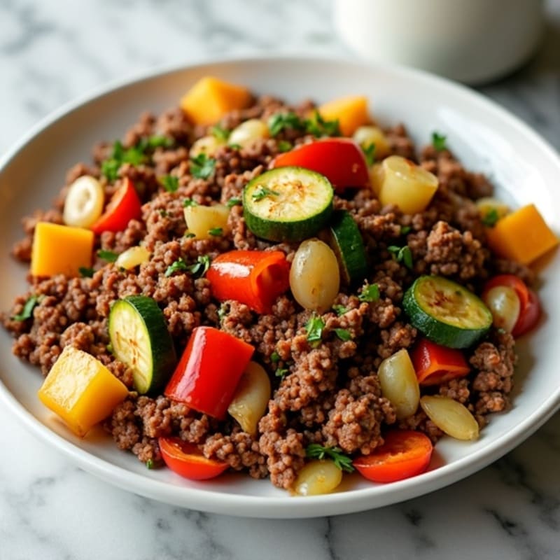 Lean Ground Beef and Crispy Vegetable Skillet