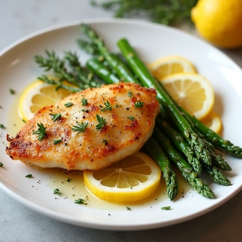 Crispy Lemon Herb Roasted Chicken with Tender Asparagus
