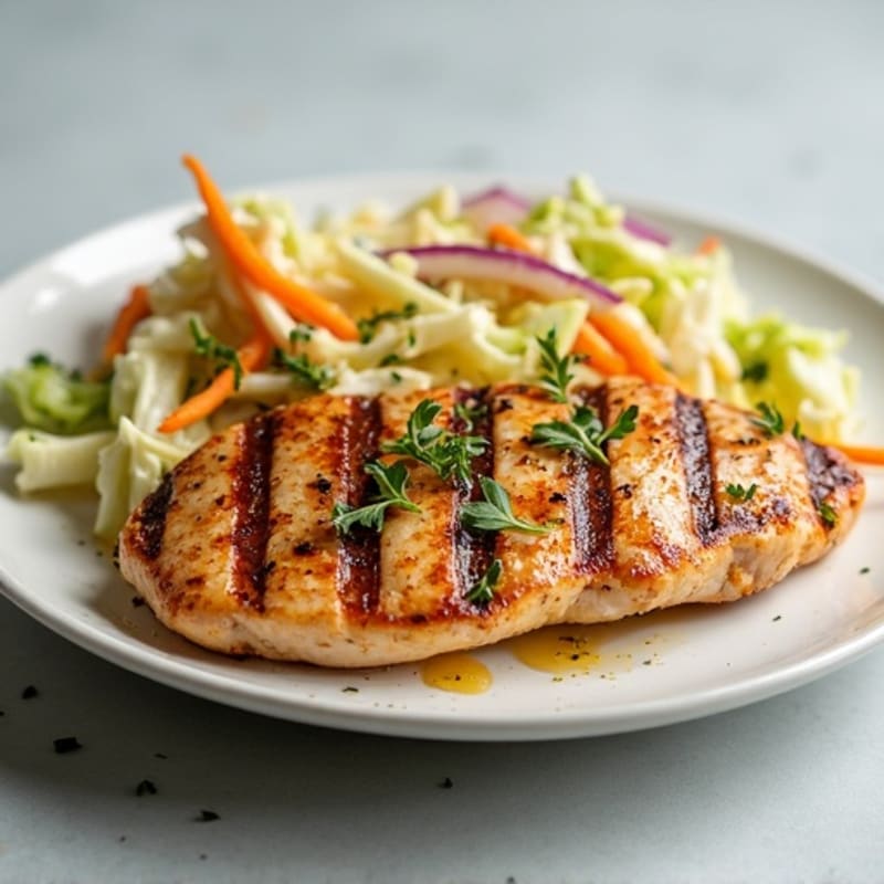 Grilled Chicken Breast with Crunchy Cabbage Slaw