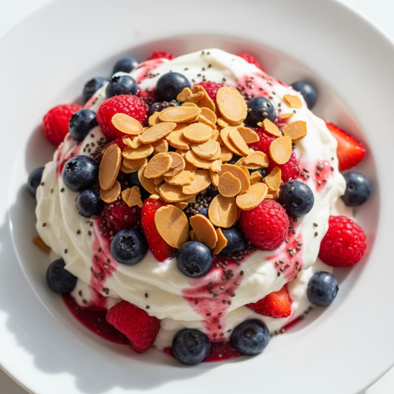 Greek Yogurt Protein Parfait with Mixed Berries