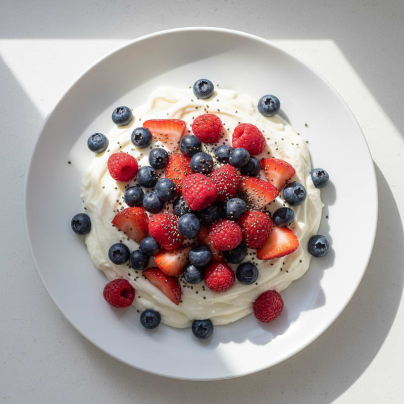 Silky Greek Yogurt Protein Mousse with Mixed Berries