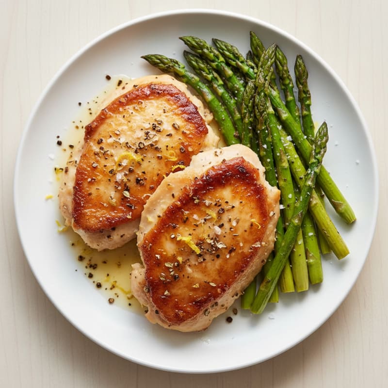 Crispy Lemon-Herb Chicken Thighs with Roasted Asparagus