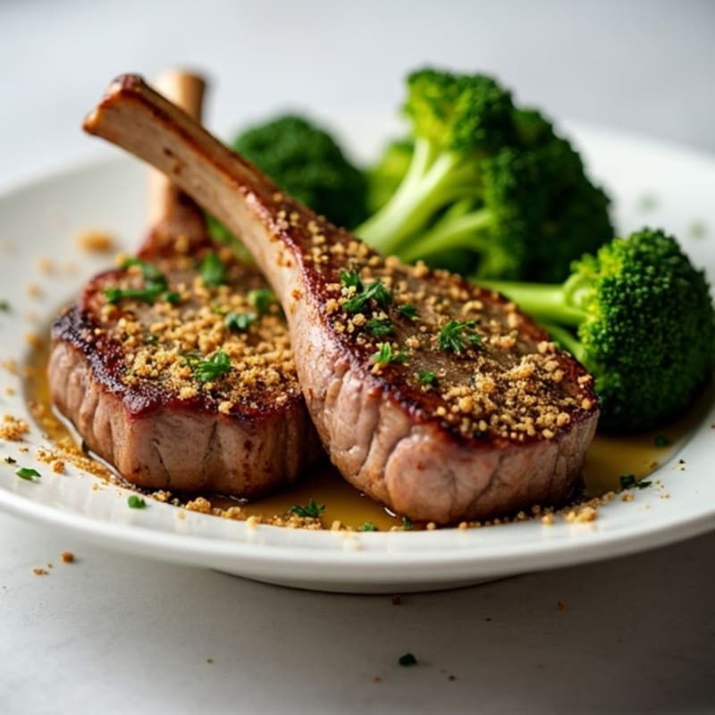 Herb-Crusted Lamb Chops with Roasted Broccoli