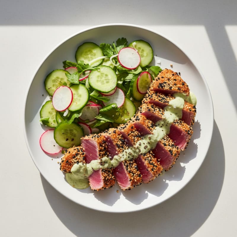 Pan-Seared Ahi Tuna with Zesty Wasabi Mayo