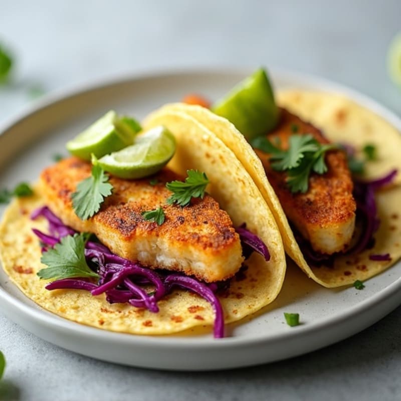 Crispy Baked White Fish Tacos with Fresh Cabbage Slaw