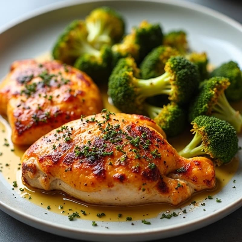 Sheet Pan Roasted Chicken and Sweet Potatoes with Crispy Broccoli