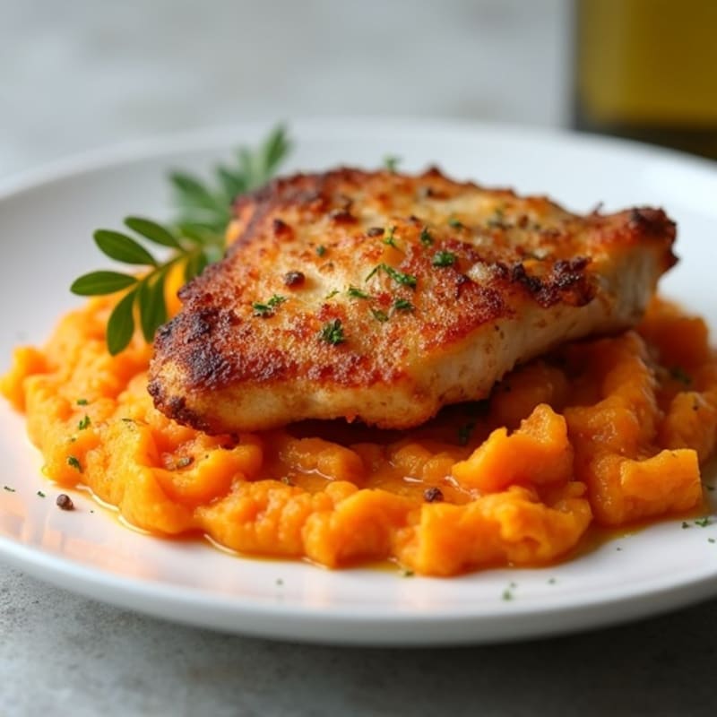 Crispy Baked Chicken with Creamy Sweet Potato Mash