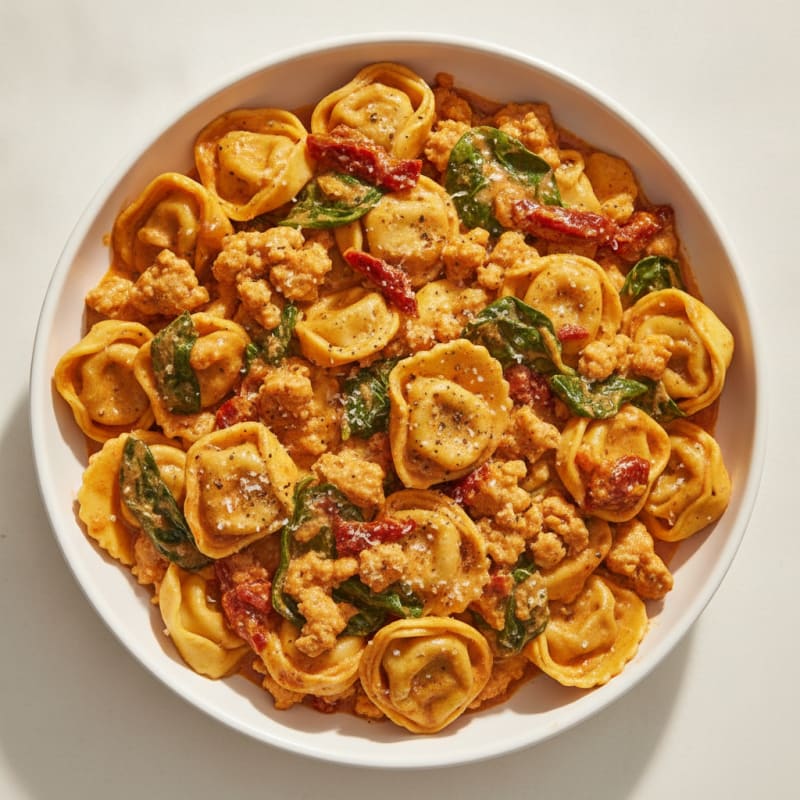 Chicken Tortellini with Sun-Dried Tomato Spinach Sauce