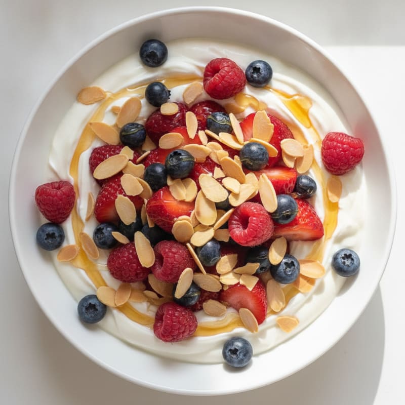 Greek Yogurt Protein Parfait with Berries and Almonds