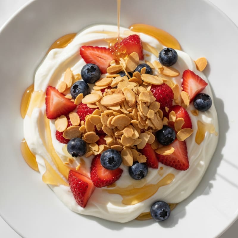 Greek Yogurt Protein Parfait with Berries and Almonds