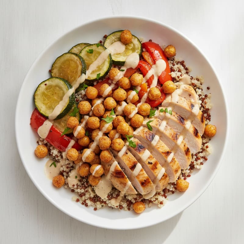 Crispy Chickpea and Quinoa Bowl with Roasted Vegetables