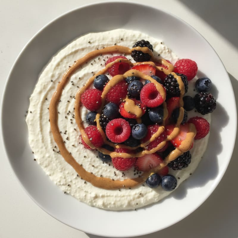 Silky Greek Yogurt Protein Pudding with Mixed Berries
