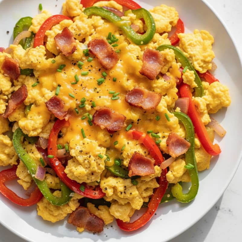 Bell Pepper and Turkey Bacon Scramble