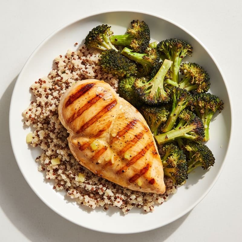 Grilled Chicken Breast with Roasted Broccoli and Quinoa