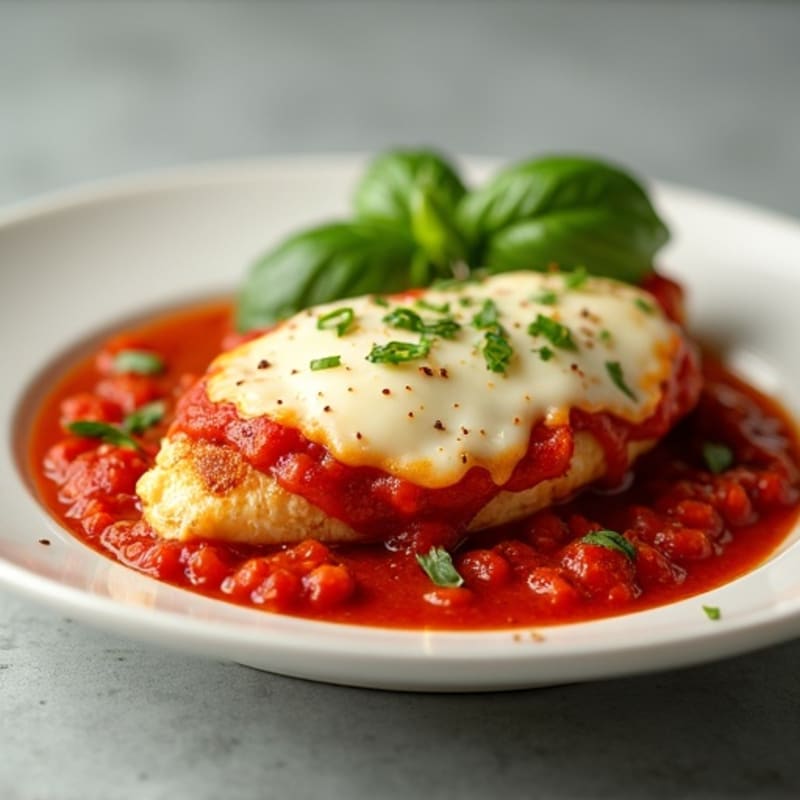 Baked Chicken with Melted Mozzarella, Zesty Tomato Sauce, and Lean Turkey Pepperoni