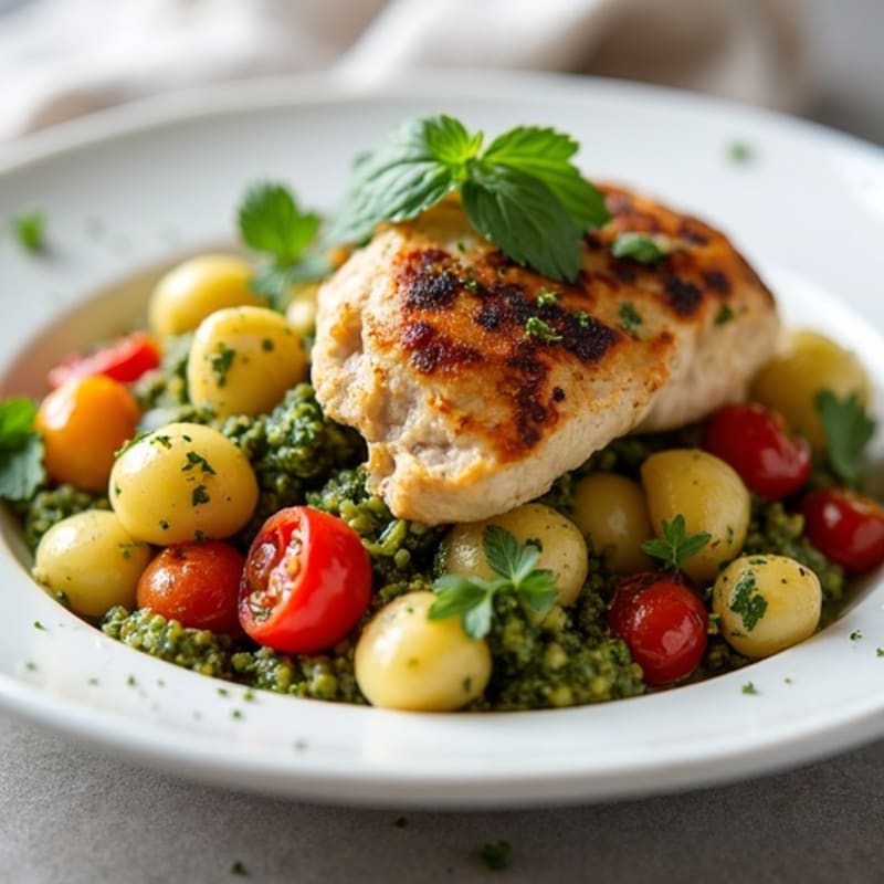Pillowy Gnocchi with Fresh Herb Pesto and Crispy Roasted Vegetables