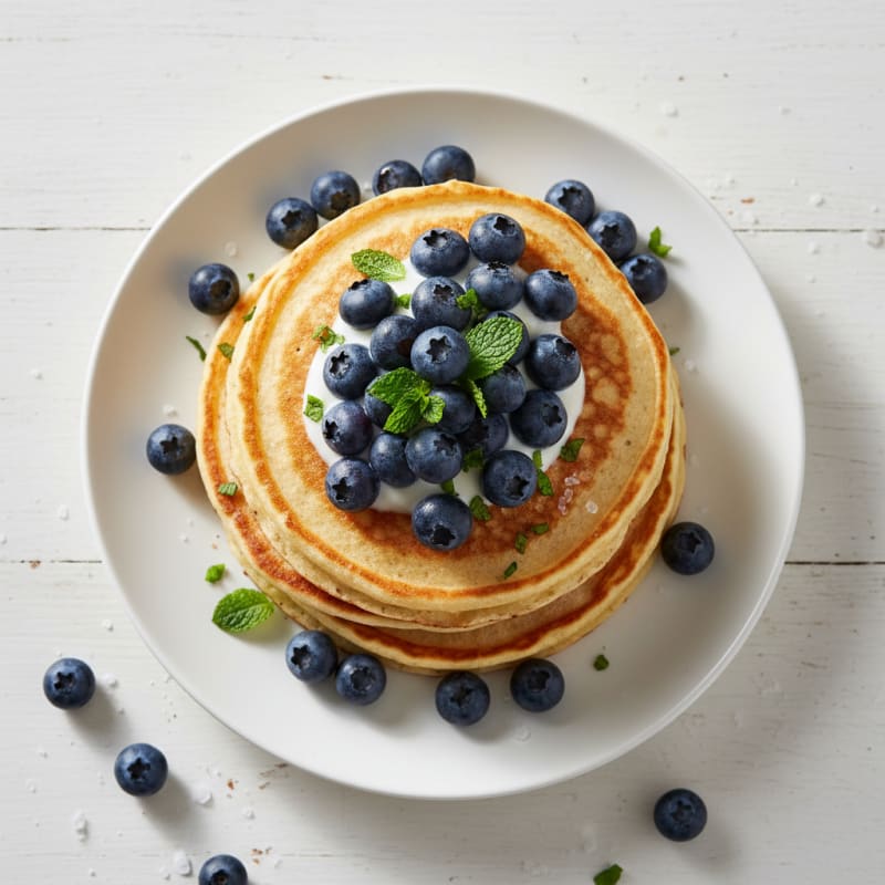Fluffy Golden Buttermilk Pancakes with Berries
