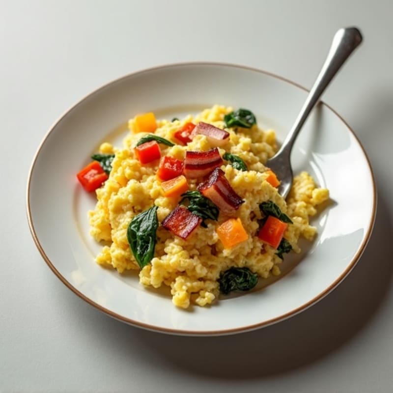 Egg White Vegetable Scramble with Turkey Bacon
