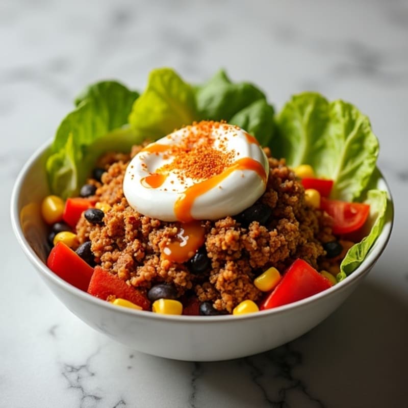 Spicy Southwest Burger Bowl with Chipotle Lime Sauce