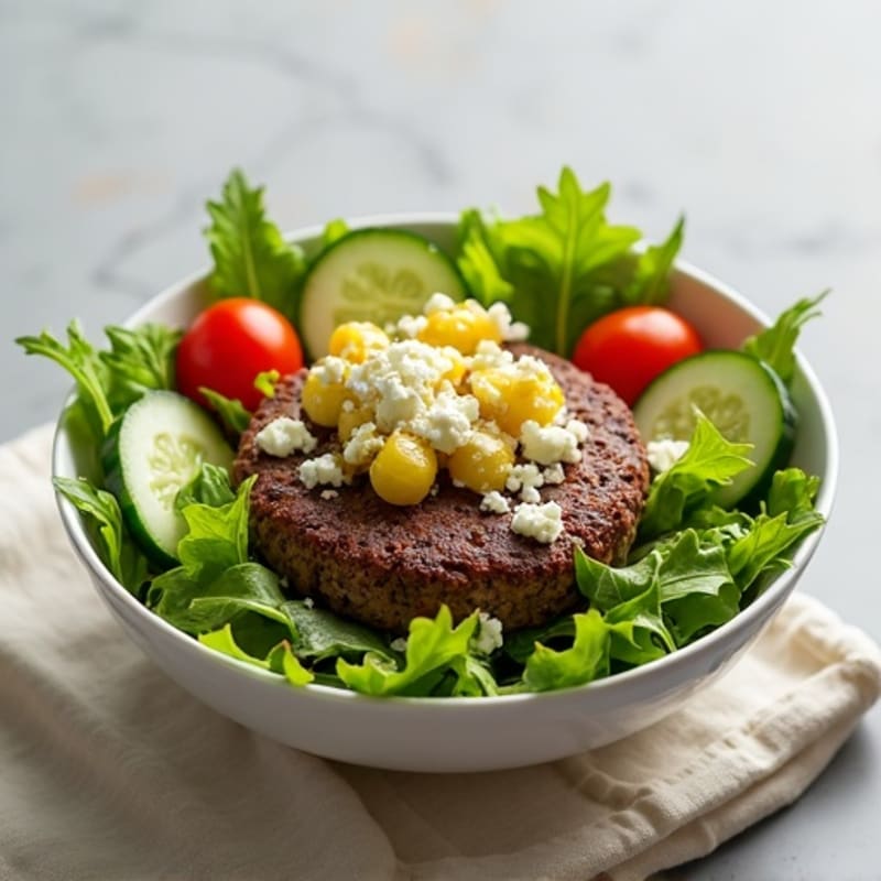 Lean Beef Burger Bowl with Fresh Greens and Tangy Pickles