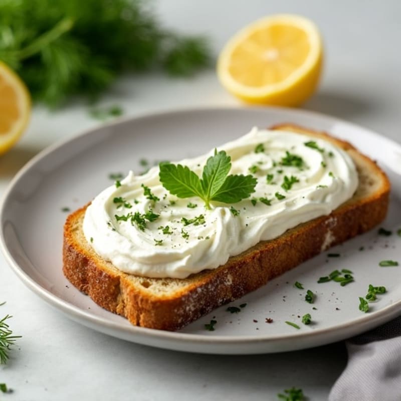 Whipped Herb Cottage Cheese Toast on Crusty Sourdough