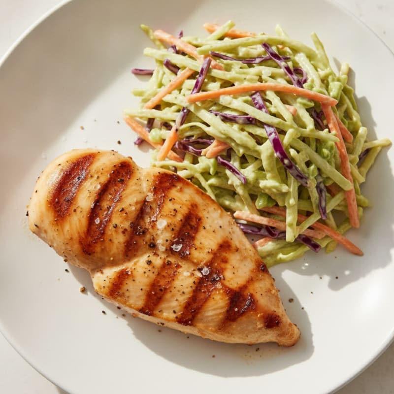 Grilled Chicken Breast with Creamy Coleslaw