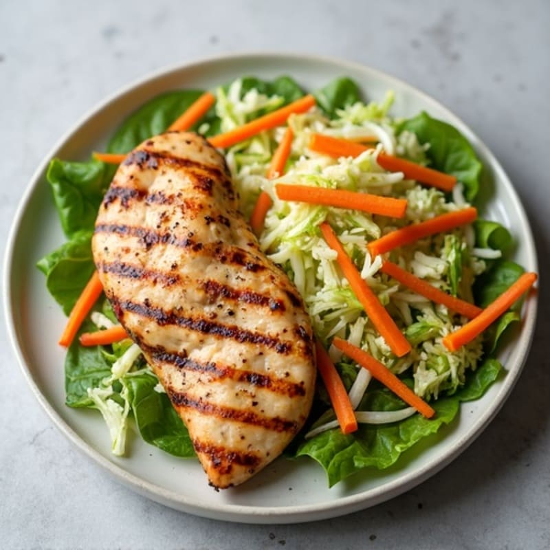Grilled Chicken Breast with Crunchy Cabbage Slaw