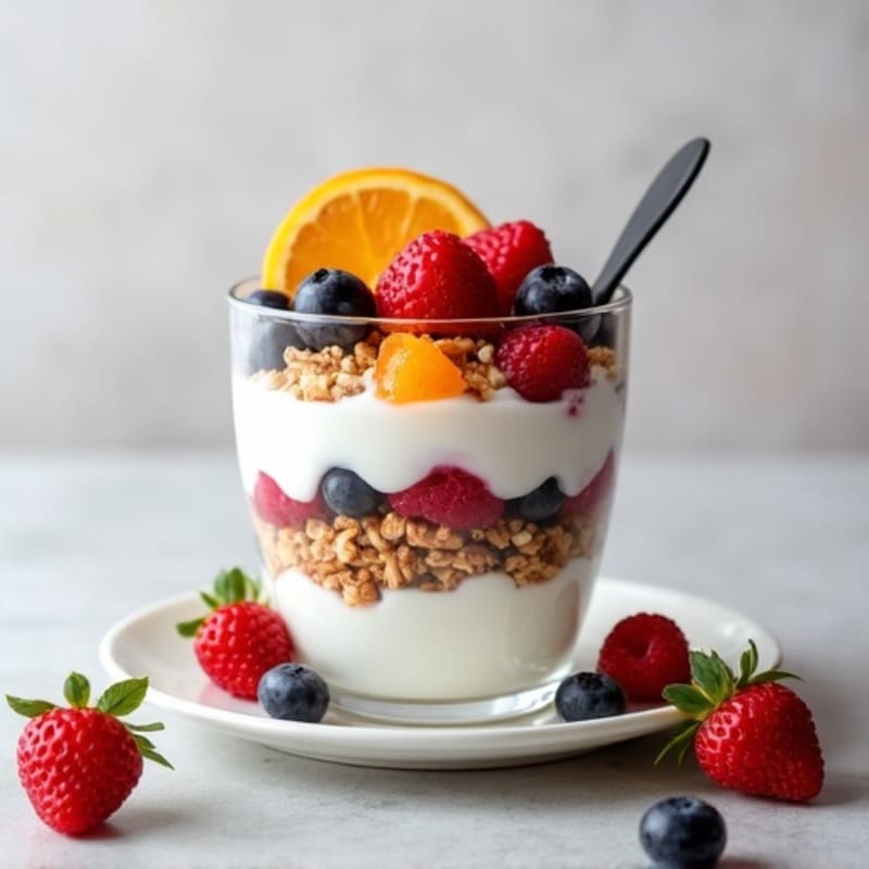 Creamy Greek Yogurt Parfait with Mixed Berries and Protein Granola