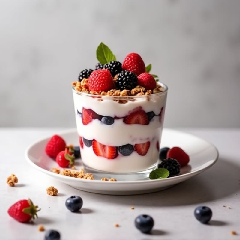 Greek Yogurt Protein Parfait with Mixed Berries