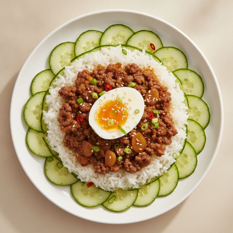 Korean Ground Beef Rice Bowl with Egg