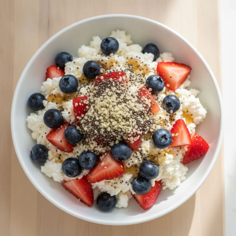 Cottage Cheese Berry Parfait with Chia Seeds