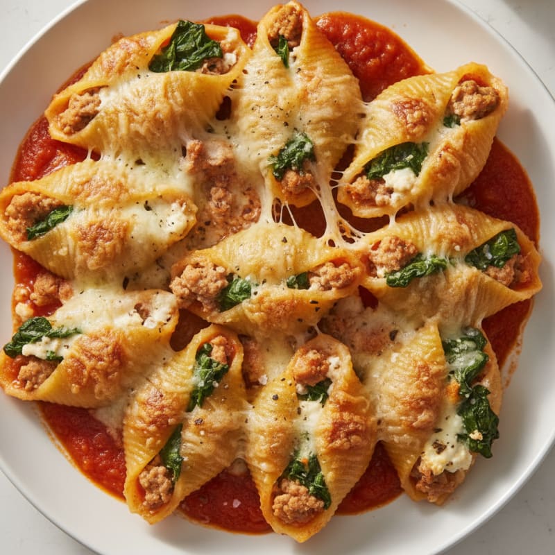 Baked Spinach Ricotta Stuffed Shells