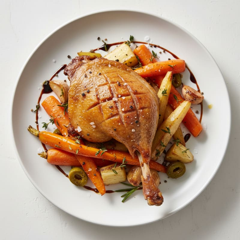 Duck Confit with Roasted Root Vegetables
