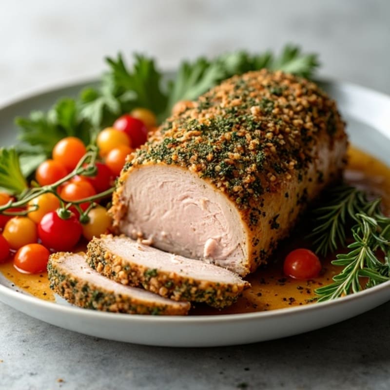 Herb-Crusted Roasted Pork Loin with Garlic
