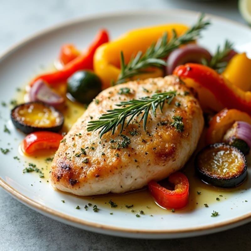 Herb-Crusted Pan Seared Chicken with Roasted Vegetables