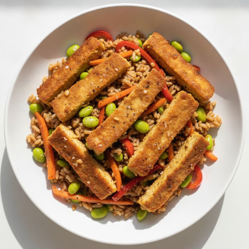 Plant-Based Schnitzel Stir-Fry with Soy Glaze