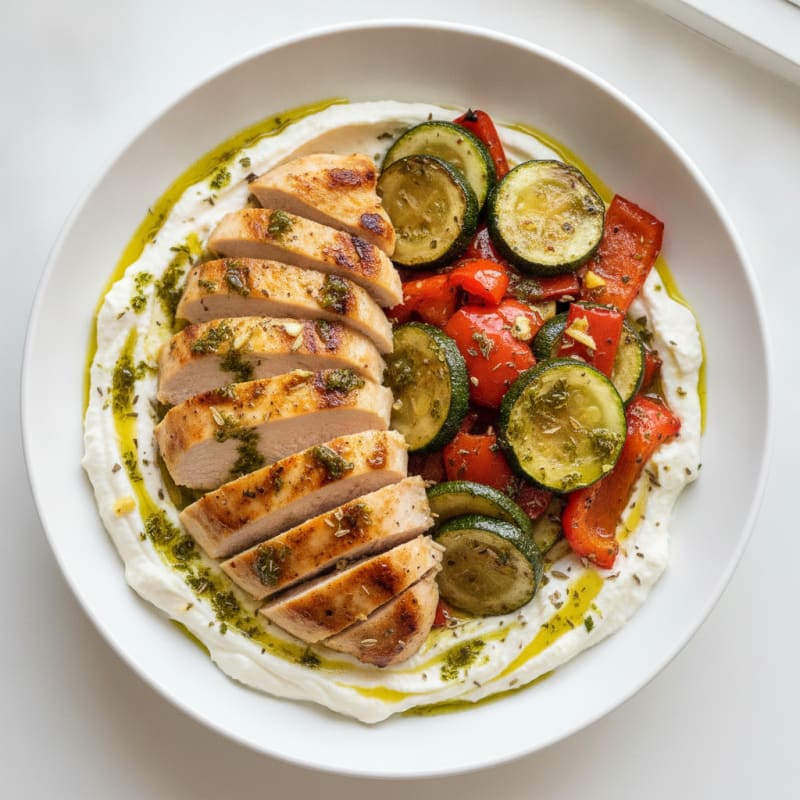 Grilled Chicken Skyr Bowl with Roasted Vegetables